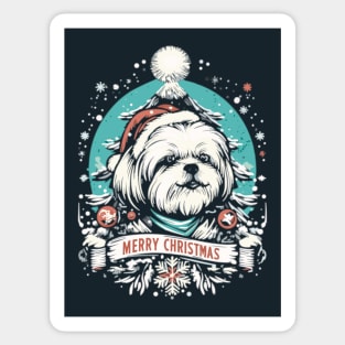 Shih Tzu Merry Christmas Santa Hat and Christmas Tree Sticker